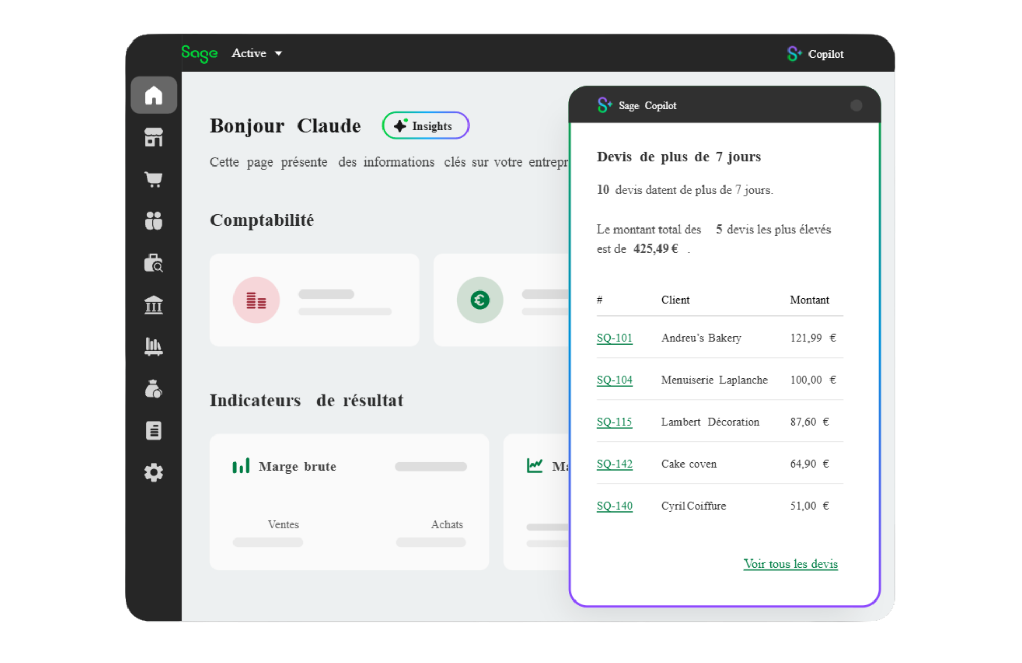 Sage Copilot - analyse sur votre activite