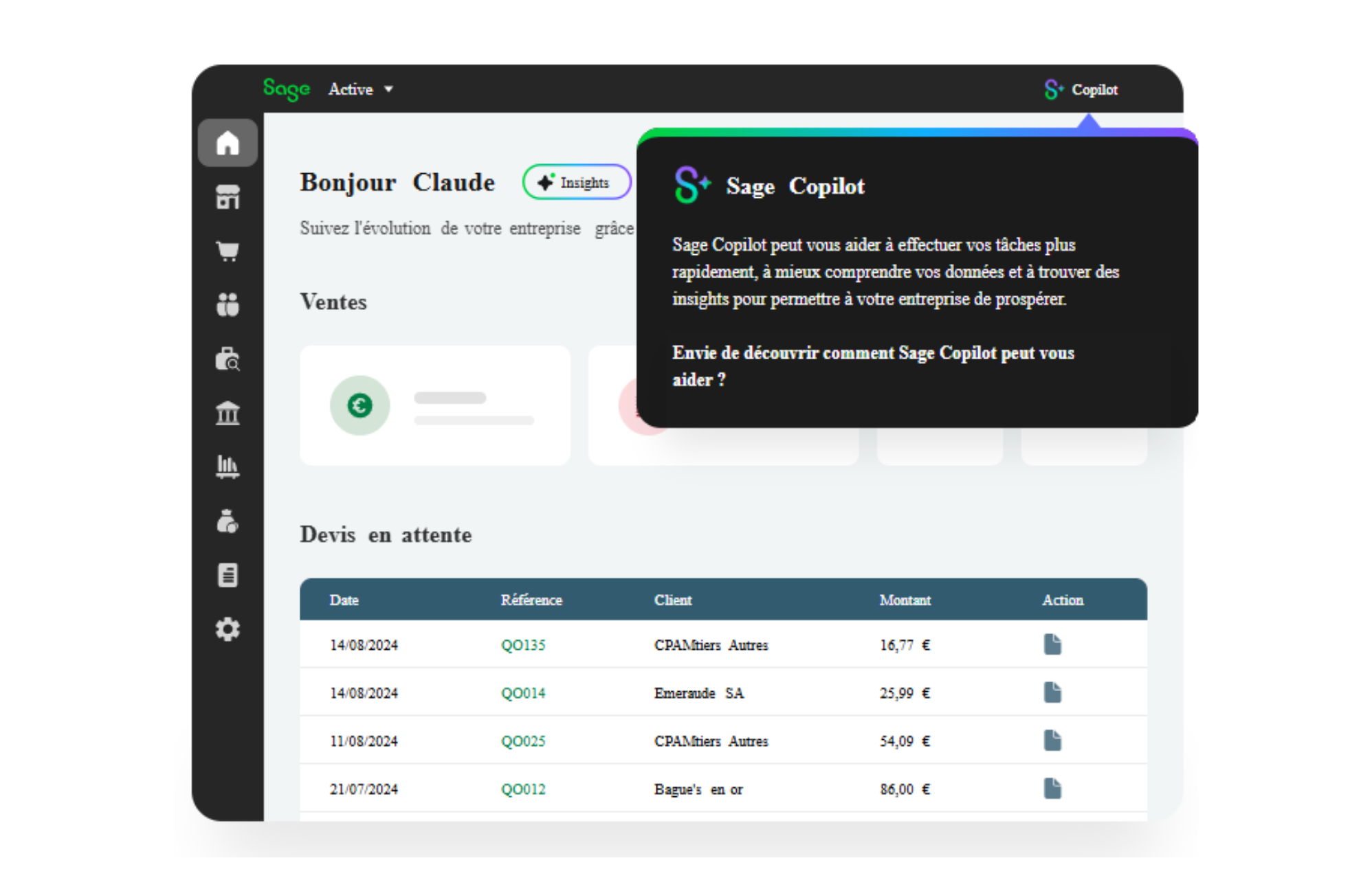 la inteligencia artificial - Sage Copilot: tareas rápidas